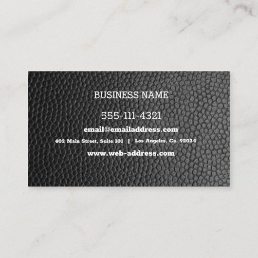 Aangepast ontwerp voor zwart leder | visitekaartje (Achterkant)