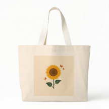 Aangepast Ontwerp Zonnebloem en Vlinder Tas