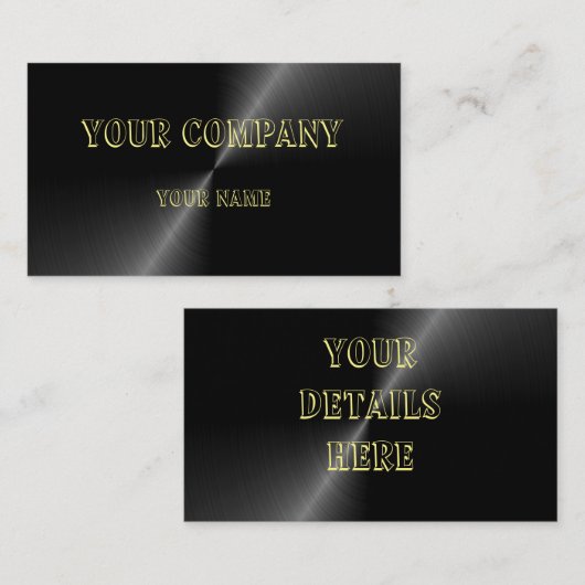 Aangepast ontwerp zwart metaal visitekaartje (Voorkant / Achterkant)