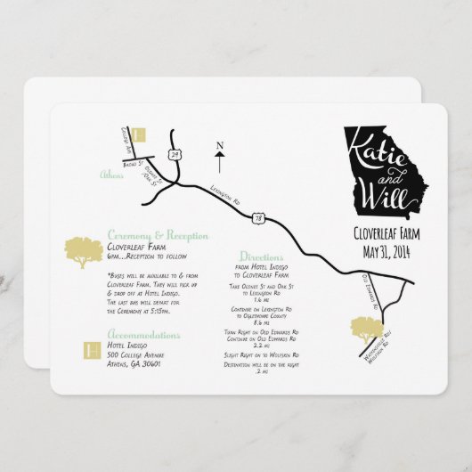 Aangepast ontworpen bruiloft kaart (Voorkant / Achterkant)