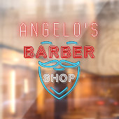 Aangepast ontworpen Faux Neon Barber Winkelvoorzij Raamsticker (Vel 2)