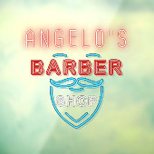 Aangepast ontworpen Faux Neon Barber Winkelvoorzij Raamsticker (Vel 3)