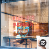 Aangepast ontworpen Faux Neon Barber Winkelvoorzij Raamsticker (Cafe Raam)
