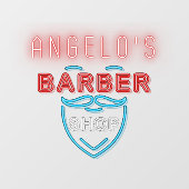 Aangepast ontworpen Faux Neon Barber Winkelvoorzij Raamsticker (Vel)