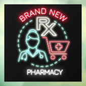 Aangepast ontworpen Faux Neon Pharmacy Drugstore Raamsticker (Vel 3)