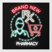 Aangepast ontworpen Faux Neon Pharmacy Drugstore Raamsticker (Vel)