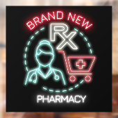 Aangepast ontworpen Faux Neon Pharmacy Drugstore Raamsticker (Vel 2)