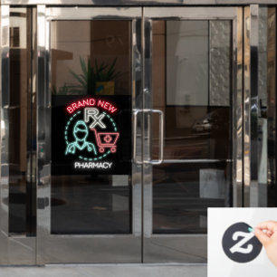 Aangepast ontworpen Faux Neon Pharmacy Drugstore Raamsticker