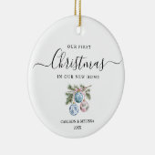 Aangepast onze eerste kerst Chinoiserie Bauble Keramisch Ornament (Rechts)
