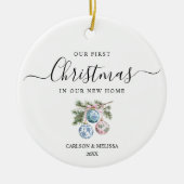 Aangepast onze eerste kerst Chinoiserie Bauble Keramisch Ornament (Voorkant)