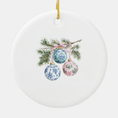 Aangepast onze eerste kerst Chinoiserie Bauble Keramisch Ornament (Achterkant)