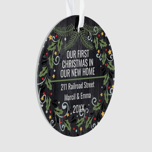 Aangepast onze eerste kerst in ons nieuwe startpun ornament (voorkant)