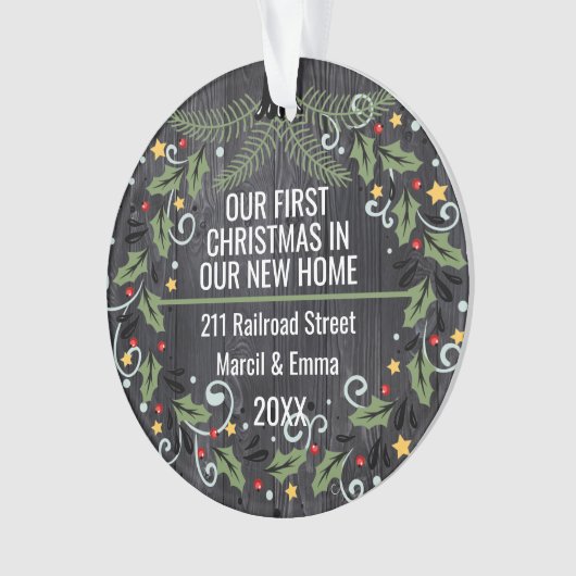 Aangepast onze eerste kerst in ons nieuwe startpun ornament (voorkant)