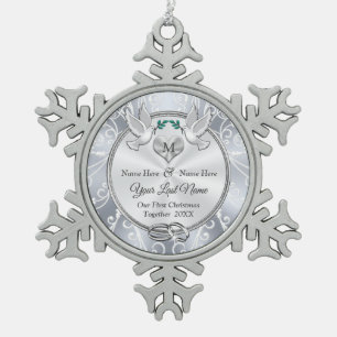 Aangepast onze eerste kerstfeestelijke organisatie tin sneeuwvlok ornament