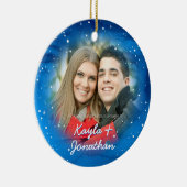 Aangepast onze eerste kerstfotoversiering keramisch ornament (Rechts)