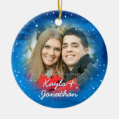 Aangepast onze eerste kerstfotoversiering keramisch ornament (Voorkant)