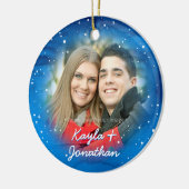 Aangepast onze eerste kerstfotoversiering keramisch ornament (Links)