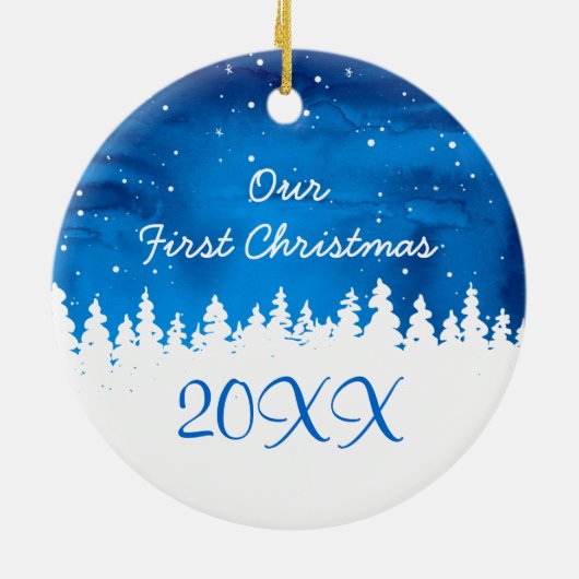 Aangepast onze eerste kerstfotoversiering keramisch ornament (Achterkant)