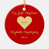 Aangepast onze eerste kerstman, Mrs. Married Heart Keramisch Ornament (Voorkant)