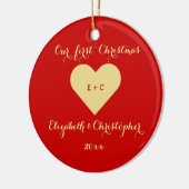 Aangepast onze eerste kerstman, Mrs. Married Heart Keramisch Ornament (Links)