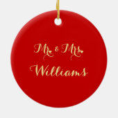 Aangepast onze eerste kerstman, Mrs. Married Heart Keramisch Ornament (Achterkant)