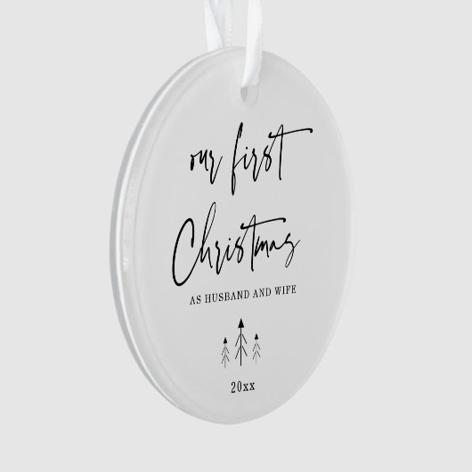 Aangepast Onze Eerste Kerstmis als Passen getrouwd Ornament (voorkant)