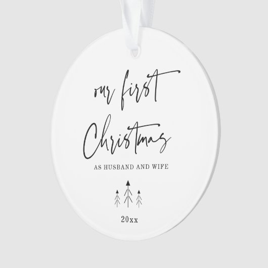 Aangepast Onze Eerste Kerstmis als Passen getrouwd Ornament (voorkant)