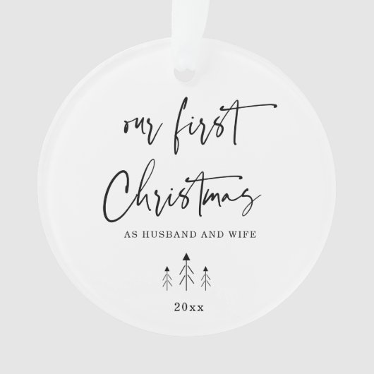 Aangepast Onze Eerste Kerstmis als Passen getrouwd Ornament (voorkant)