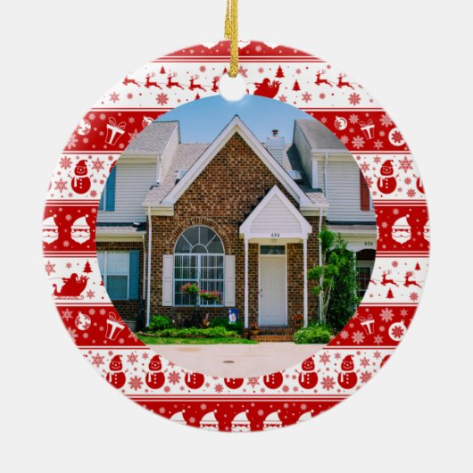 Aangepast Onze Eerste Kerstmis in Ons Nieuwe Huis  Keramisch Ornament (Achterkant)