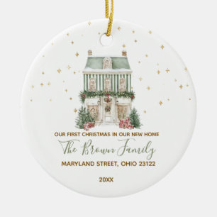 Aangepast Onze Eerste Kerstmis Nieuw Thuis Gouden Keramisch Ornament