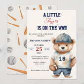 Aangepast onze Little Slugger Baseball Baby shower Kaart (Voorkant / Achterkant)