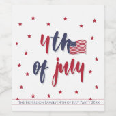 Aangepast op 4 juli Patriottisch VS-vlaggenland Wijn Etiket (Enkel label)