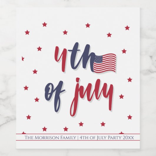 Aangepast op 4 juli Patriottisch VS-vlaggenland Wijn Etiket (Enkel label)