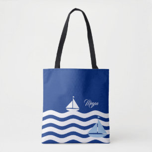 Aangepast op dag van zeilboten tote bag
