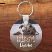 Aangepast op deze mens, die behoort tot Funny Dog  Sleutelhanger (Voorkant)