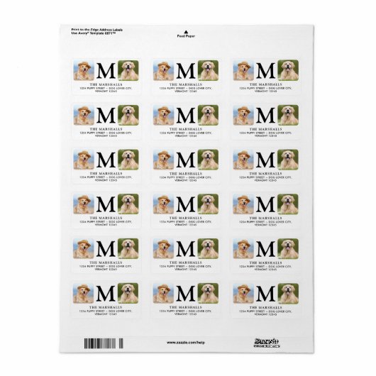 Aangepast op foto aangepast Monogram retouradres Etiket (Full Sheet)