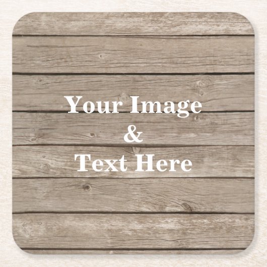 Aangepast op maat - uw eigen foto Wooden Square P Kartonnen Onderzetters (Voorkant)
