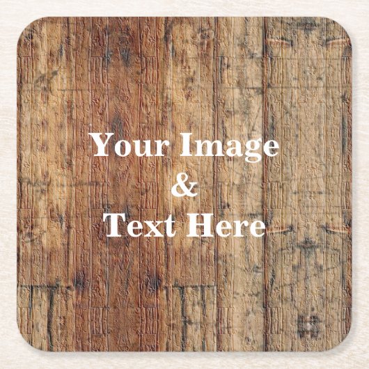 Aangepast op maat - uw eigen foto Wooden Square P Kartonnen Onderzetters (Voorkant)