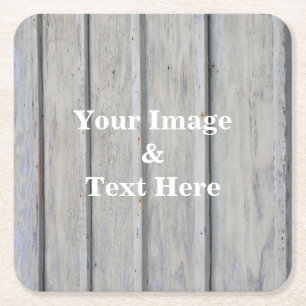 Aangepast op maat - uw eigen foto Wooden Square P Kartonnen Onderzetters