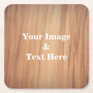 Aangepast op maat - uw eigen foto Wooden Square P Kartonnen Onderzetters