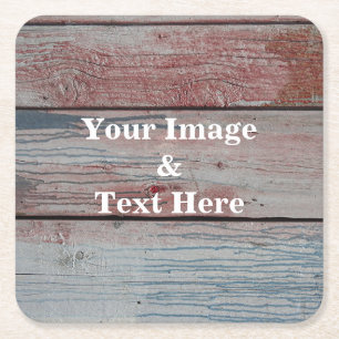 Aangepast op maat - uw eigen foto Wooden Square P Kartonnen Onderzetters