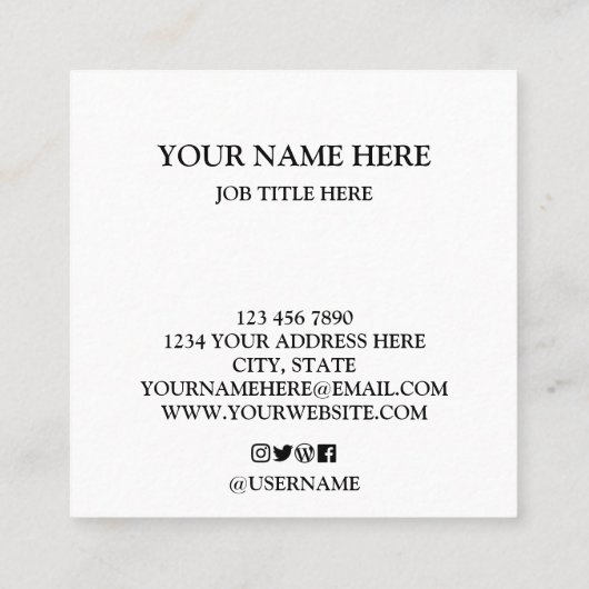 Aangepast op maat voor uw eigen Logo Square Busine Vierkante Visitekaartje (Achterkant)