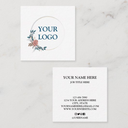 Aangepast op maat voor uw eigen Logo Square Busine Vierkante Visitekaartje (Voorkant / Achterkant)