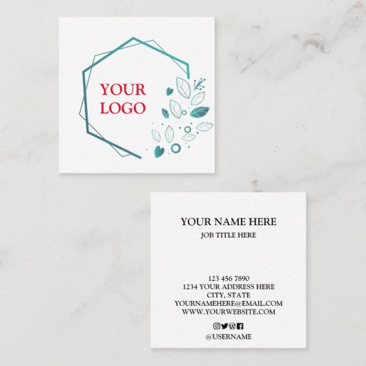 Aangepast op maat voor uw eigen Logo Square Busine Vierkante Visitekaartje (Voorkant / Achterkant)