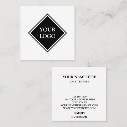 Aangepast op maat voor uw eigen Logo Square Busine Vierkante Visitekaartje (Voorkant / Achterkant)