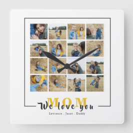 Aangepast op maat We houden van je mam foto's Vierkante Klok