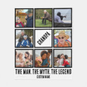 Aangepast opa de man mythe legende 8 Foto Collage Fleece Deken (Voorkant)