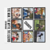 Aangepast opa de man mythe legende 8 Foto Collage Fleece Deken (Voorkant (Horizontaal))