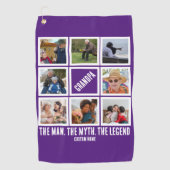Aangepast opa de man mythe legende 8 Foto Collage Golfhanddoek (Voorkant)