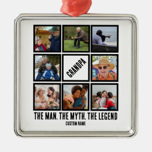 Aangepast opa de man mythe legende 8 Foto Collage Metalen Ornament